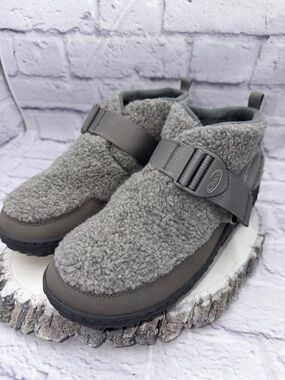 CHACO Mens Ramble Fluff Gray Fleece Ankle Boot Slipper Water Resist Shoe SZ 11